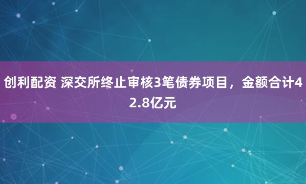 创利配资 深交所终止审核3笔债券项目，金额合计42.8亿元